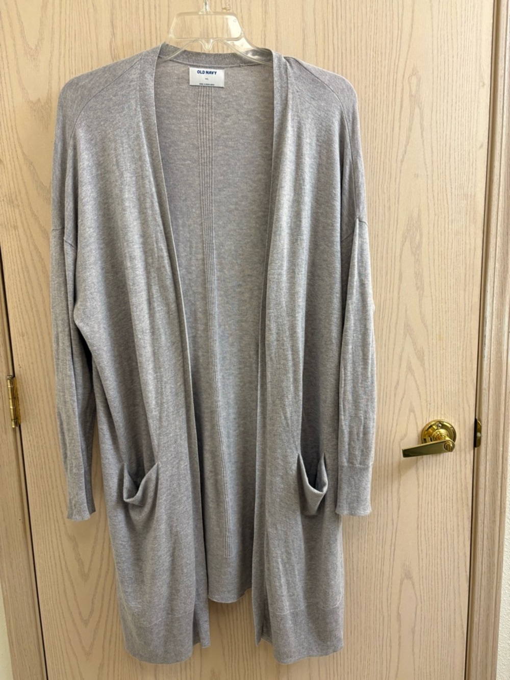 Old Navy Gray Open-Front Long Cardigan with Pockets